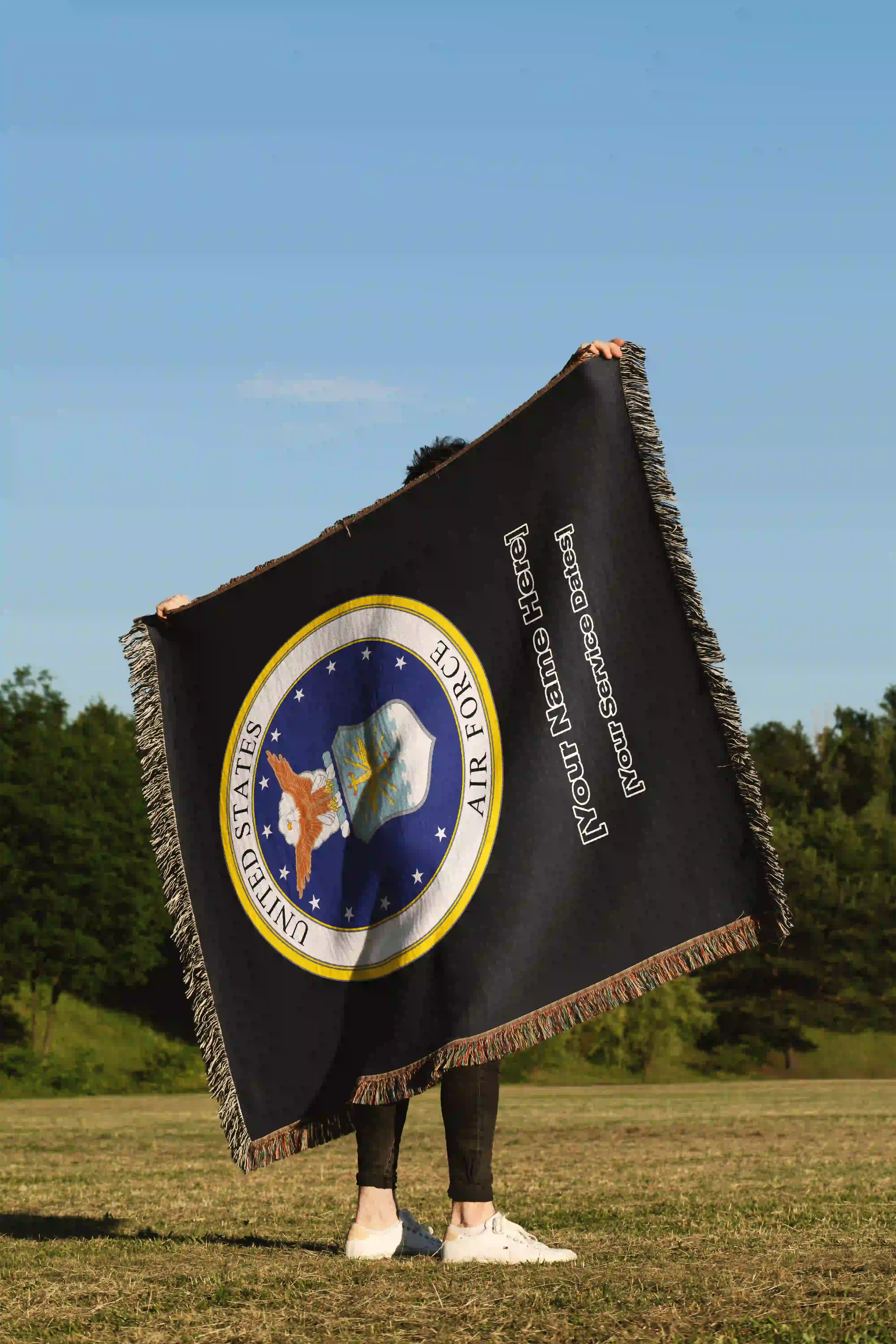 À VENIR ! Couverture tissée de luxe personnalisée de l'US Air Force