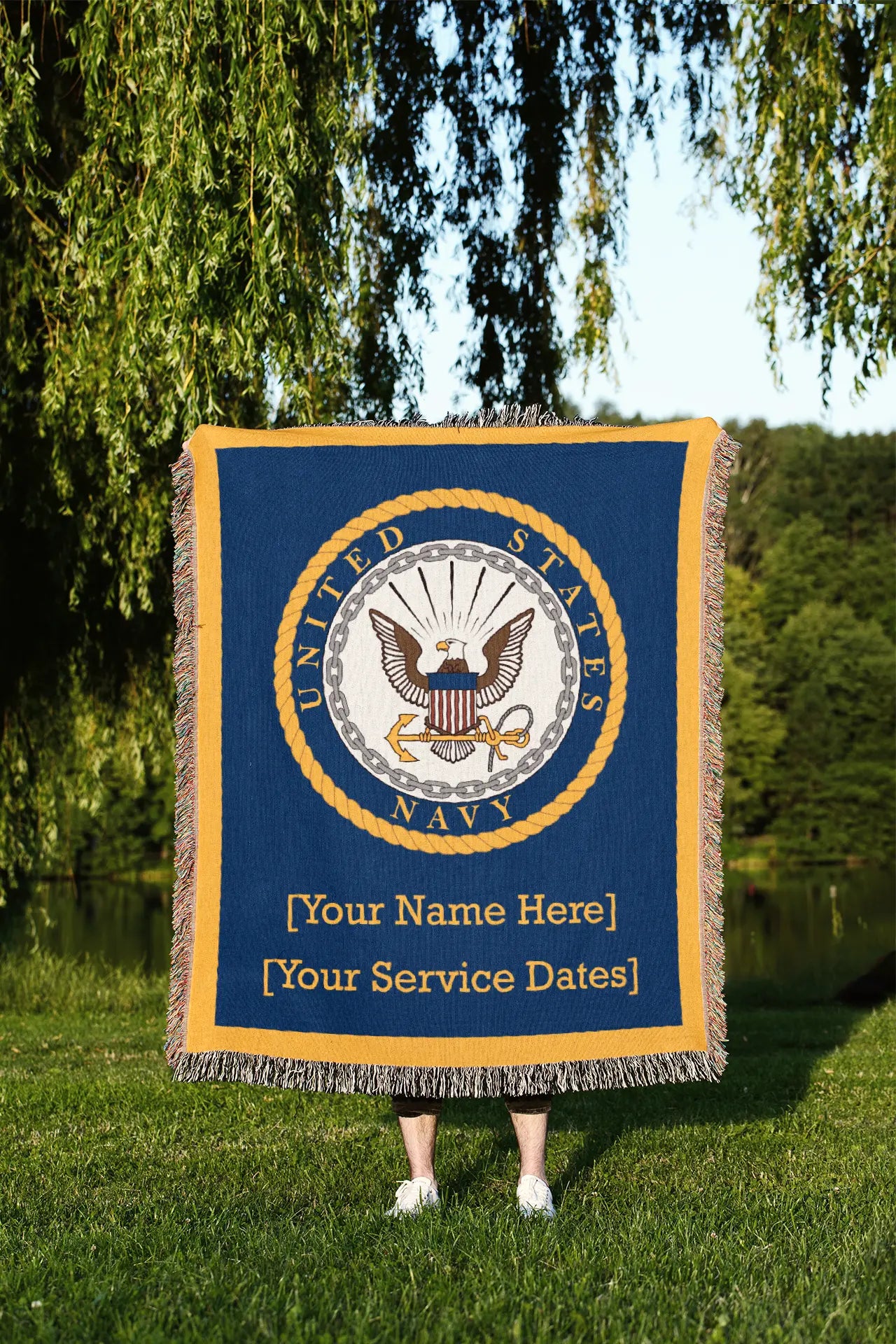 Officially Licensed U.S. Navy Woven Blanket - Navy Emblem