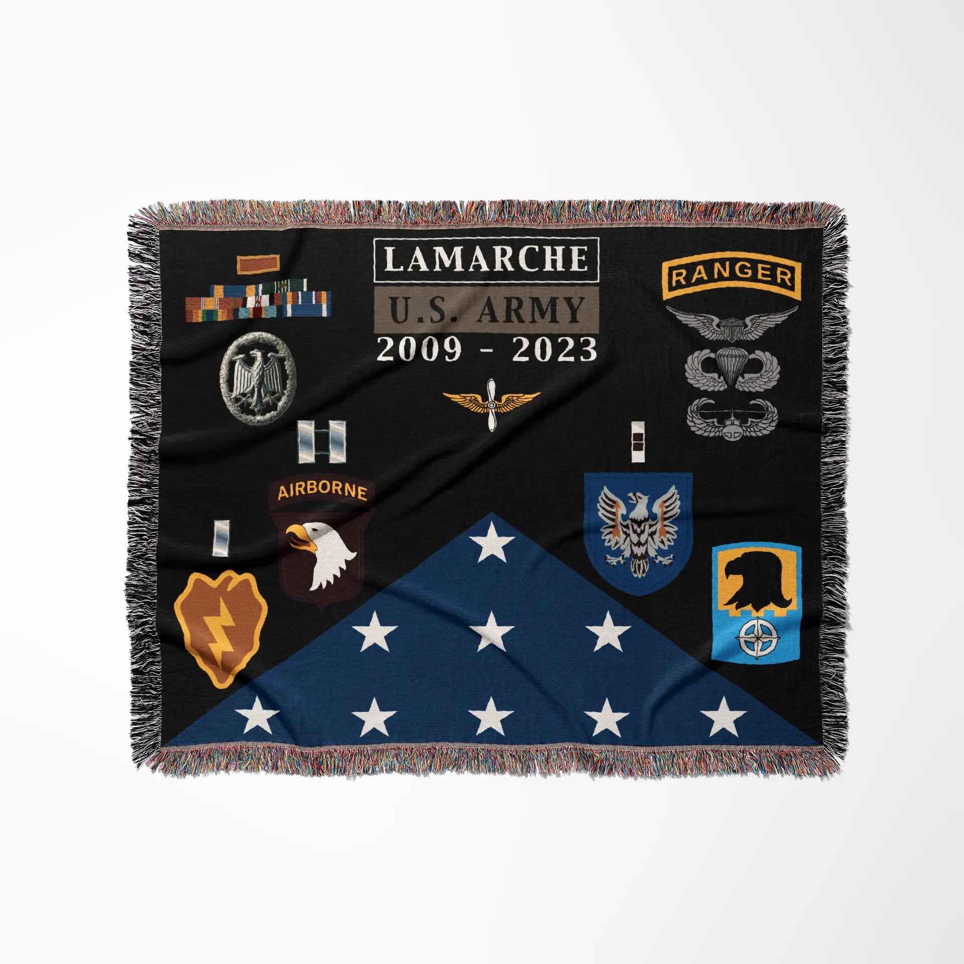 Custom Military Shadow Box Blanket – Personalized Tribute Throw