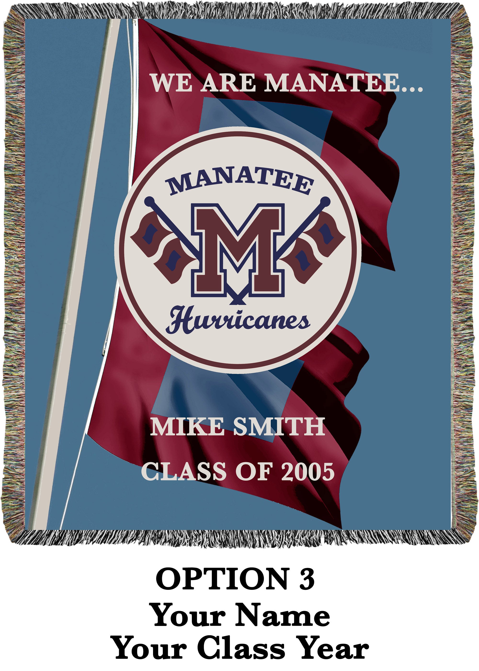 Recaudación de fondos con mantas tejidas personalizadas de la escuela secundaria Manatee