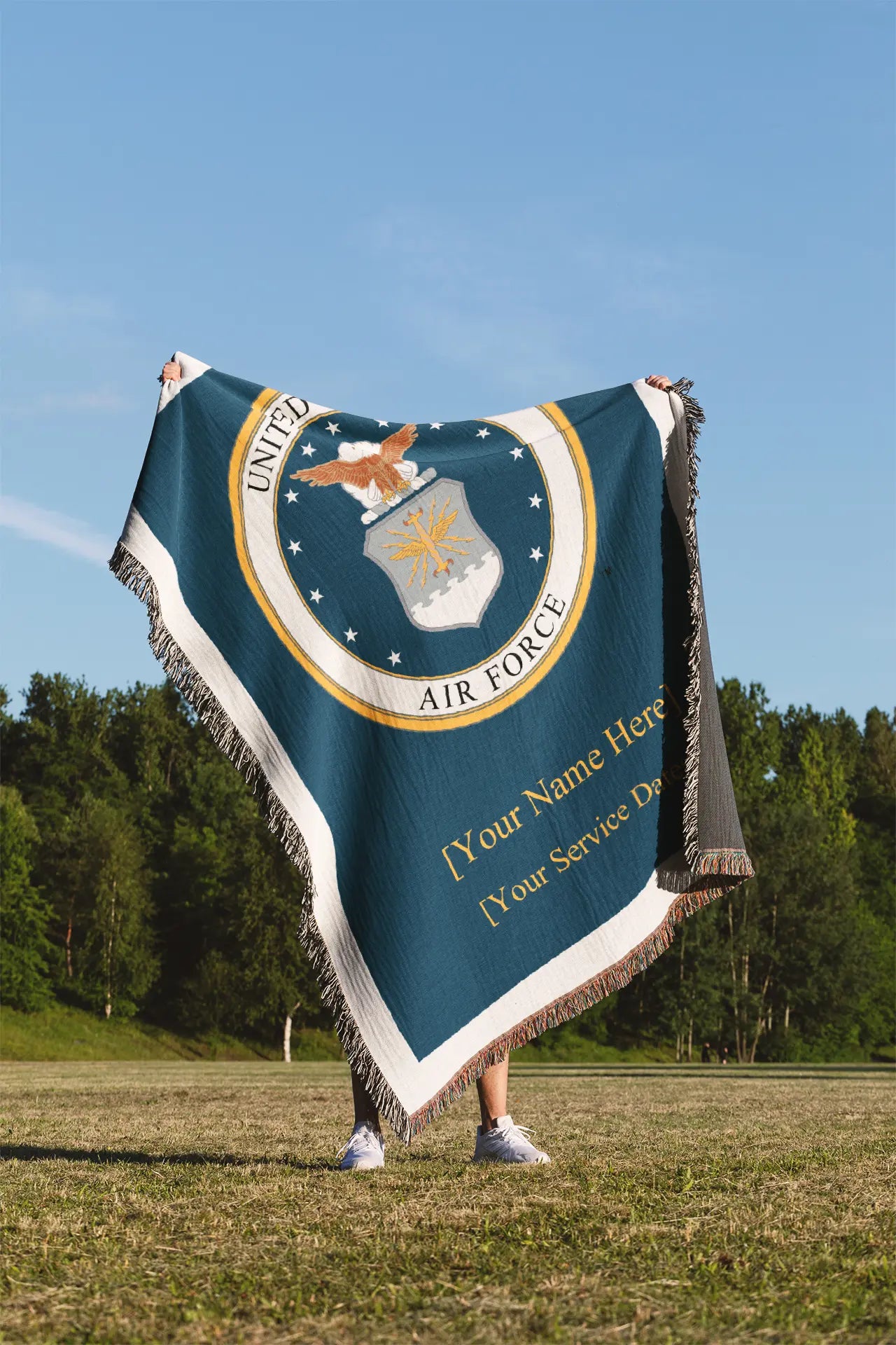 À VENIR ! Couverture tissée de luxe personnalisée de l'US Air Force