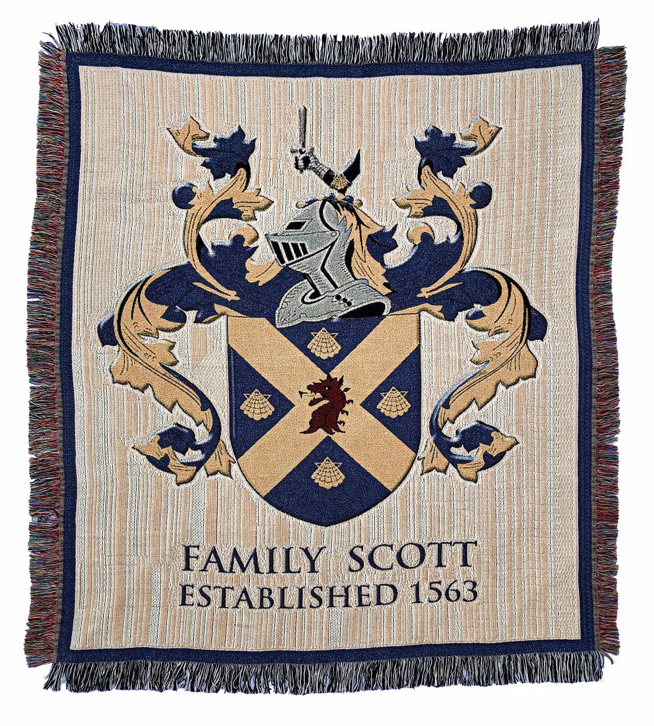 Couverture tissée personnalisée avec blason familial
