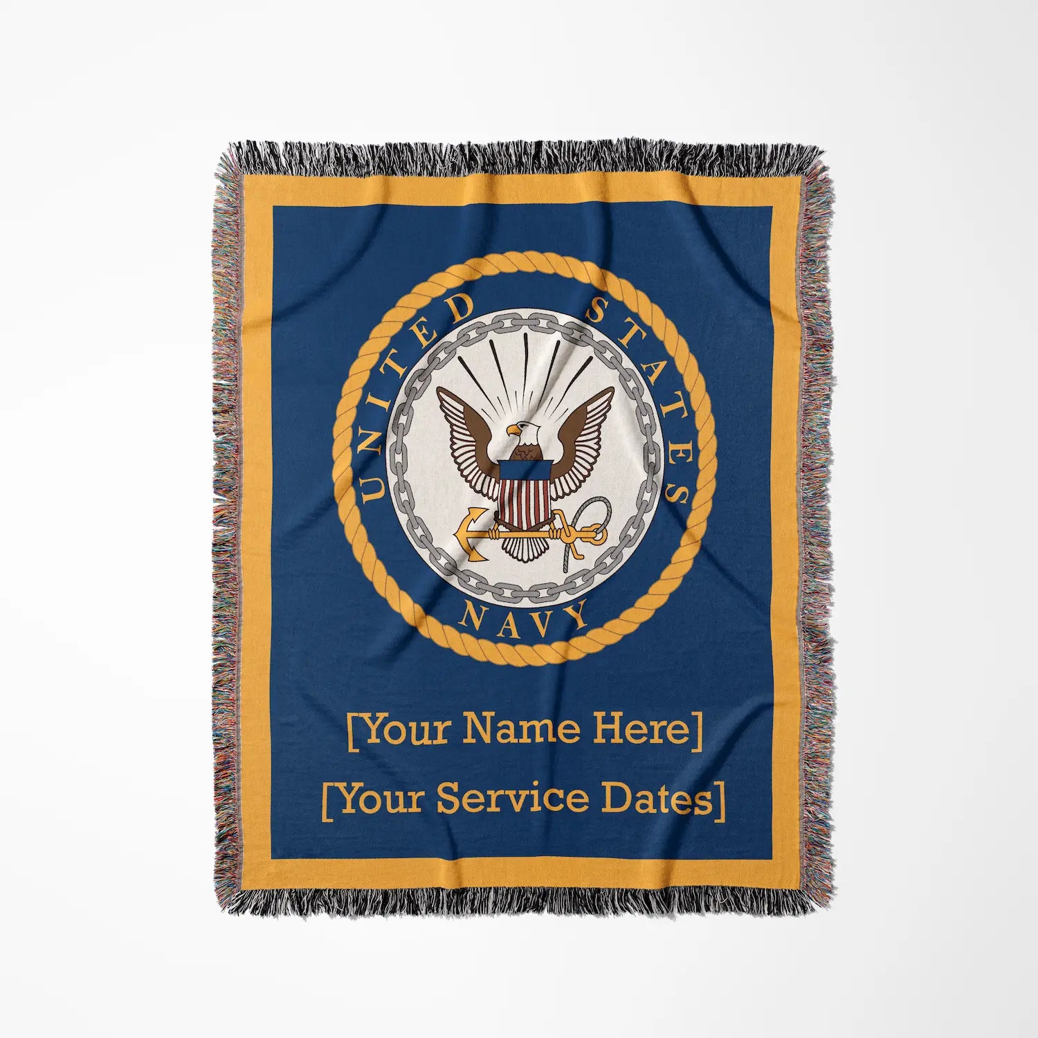 Officially Licensed U.S. Navy Woven Blanket - Navy Emblem
