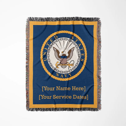 Officially Licensed U.S. Navy Woven Blanket - Navy Emblem