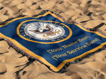 Officially Licensed U.S. Navy Woven Blanket - Navy Emblem