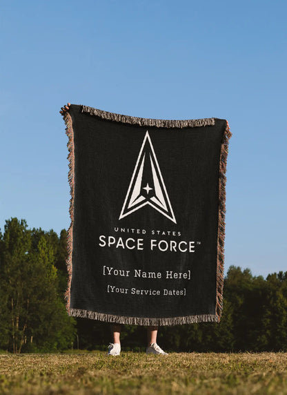 Officially Licensed U.S. Space Force Woven Blanket – Black Space Force Logo