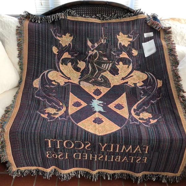 Personalized Family Crest Woven Blanket Custom Woven Blankets