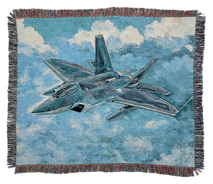 Manta tejida con pintura del Raptor F-22
