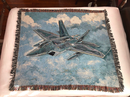 Manta tejida con pintura del Raptor F-22